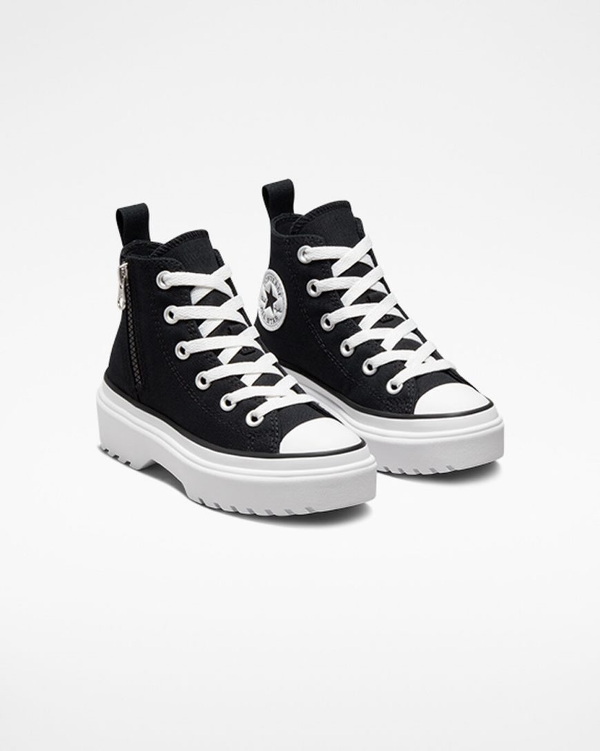 Zapatos Plataforma Converse Chuck Taylor All Star Lugged Lift Canvas Altas Niña Negras Blancas | PE 4PW057